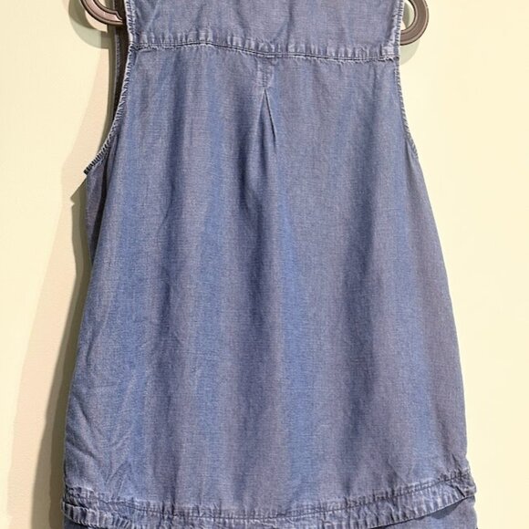 J. Jill Denim Size M Blue Sleeveless Chambray Shirt Button Front Collared Casual - Picture 3 of 4